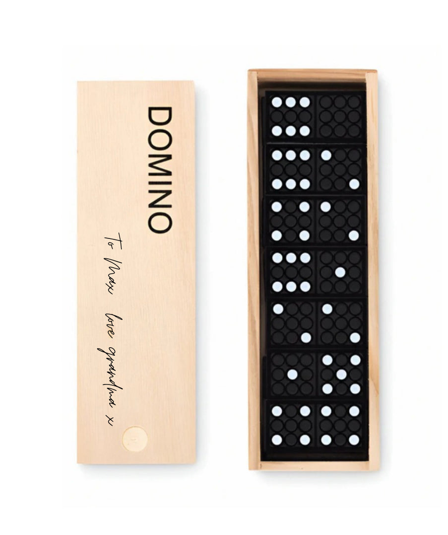 Domino set, laser engraved with your personalised message, christmas