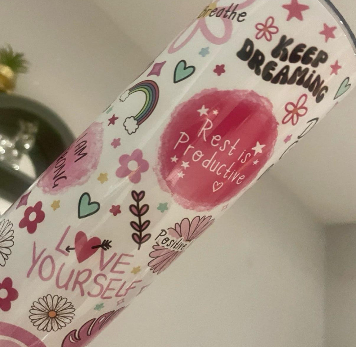 Cup of positivity-20oz tumbler with lid & straw-Positive vibes-Self Love straight