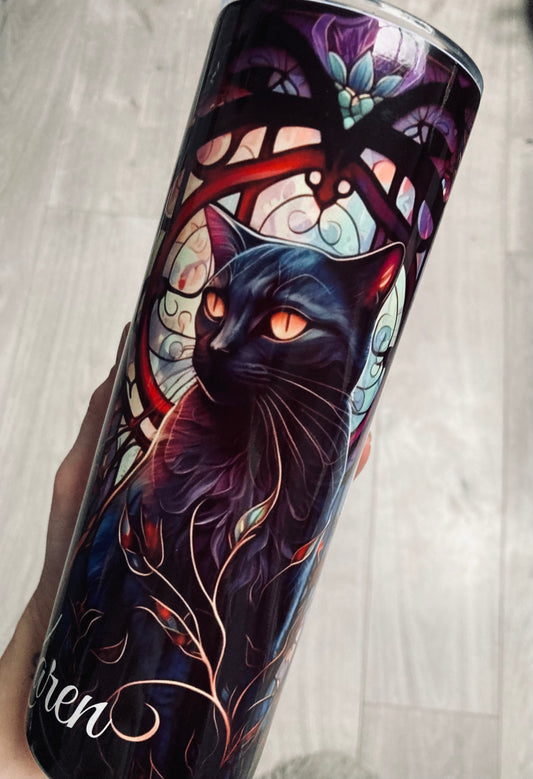 The black cat personalised tumbler 20oz, straight