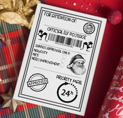 Santa present sticker labels x10 christmas