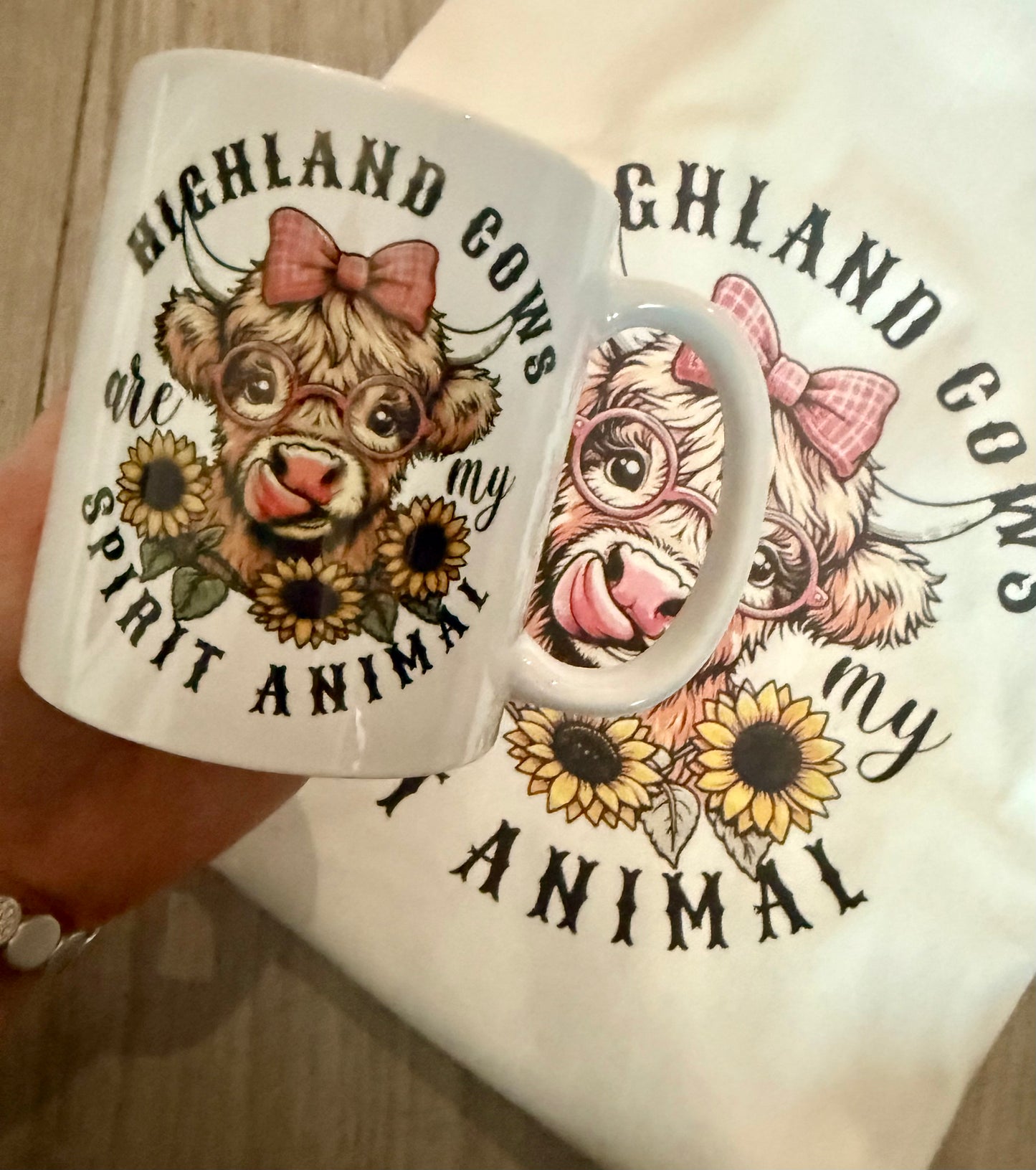 Highland cow’s are my spirit animal adult t-shirt and mug set, mother’s day gift idea, highland cow set