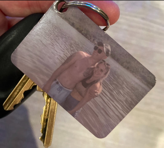 Double sided photo keyring