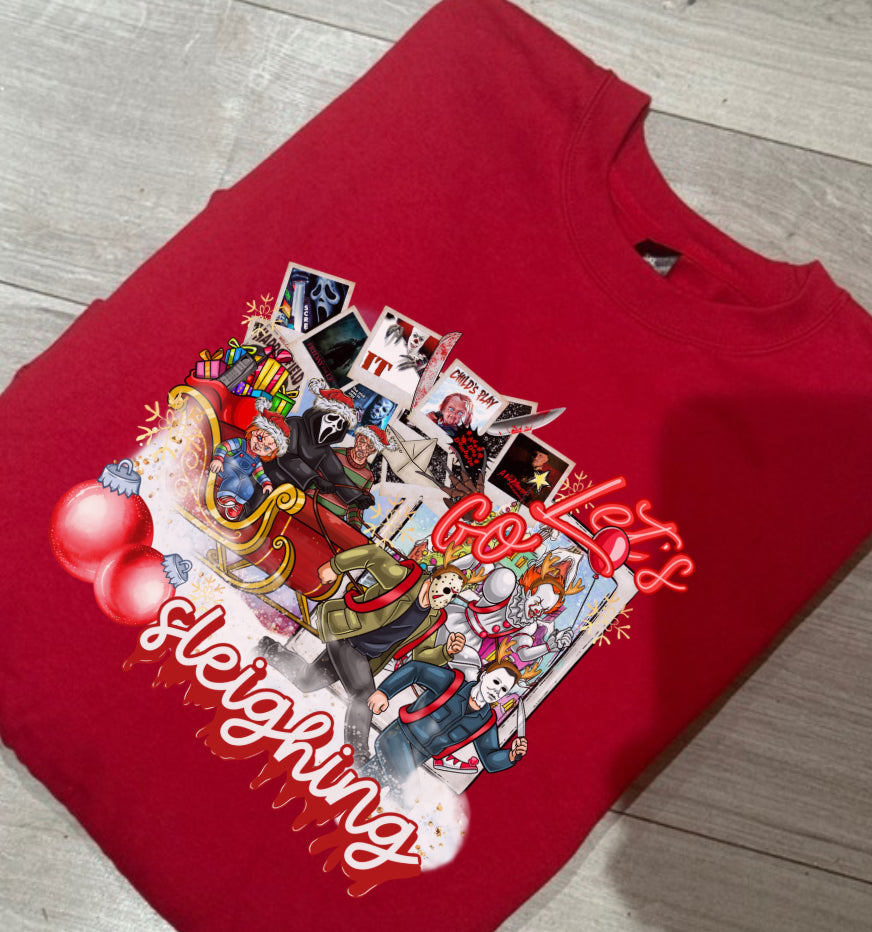 Christmas Jumper LET’S GO SLEIGHING Sweatshirts adult