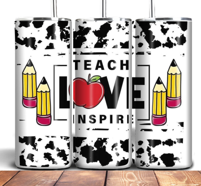 Teacher 20oz tumbler with lid and straw