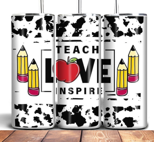 Teacher 20oz tumbler with lid and straw