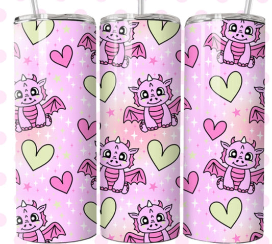 Dragon pink, 20oz tumbler with lid & straw straight