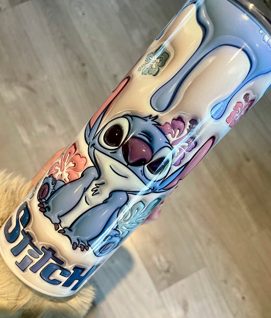 Cute character 20oz tumbler with lid and straw stitch style straight