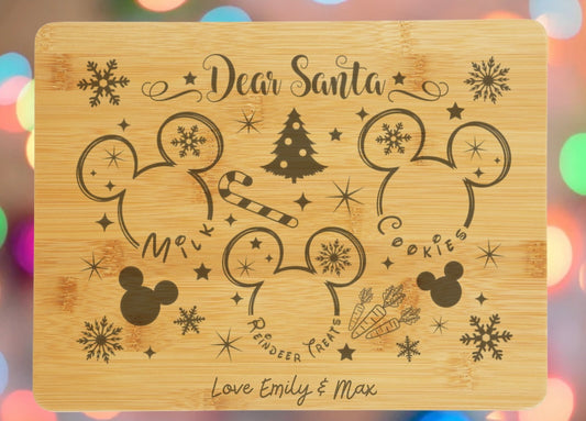 Christmas treats for santa board personalised, bamboo laser engraved