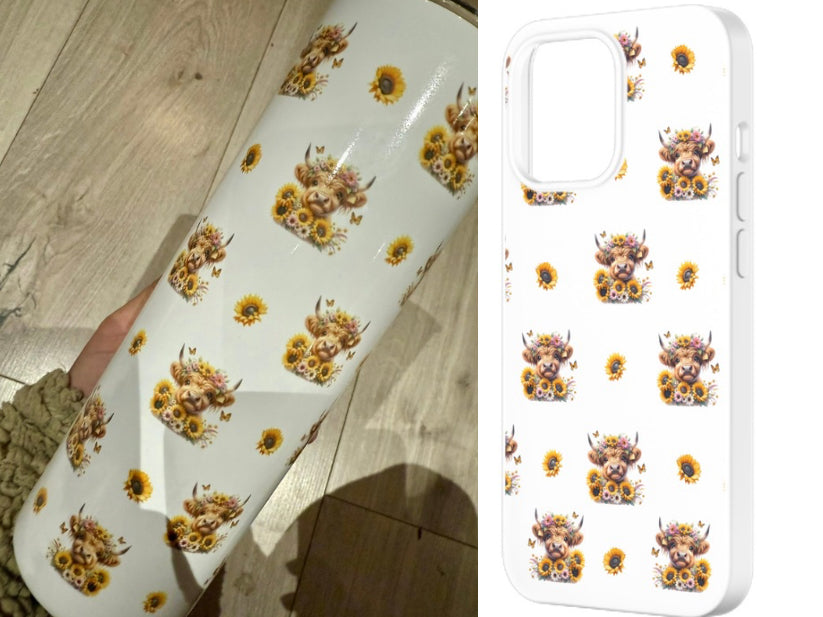 Highland cow Phone case and tumbler gift box set