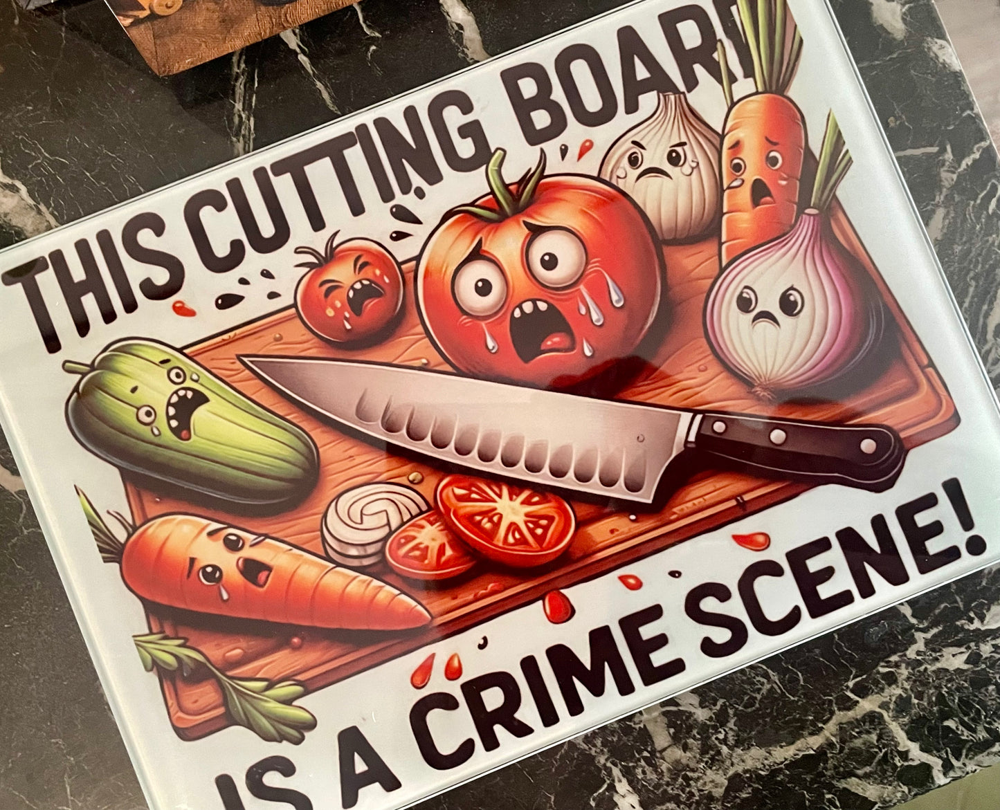 Glass 'This cutting board is a crime scene’ chopping board kitchen accessories