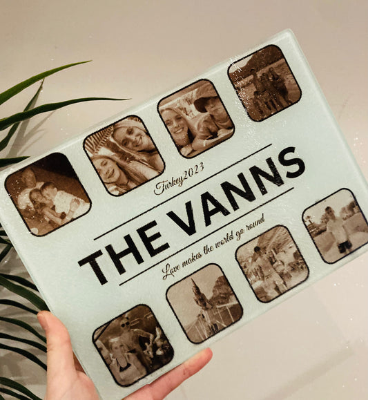 Personalised chopping board, with photos, homeware kitchen accessories