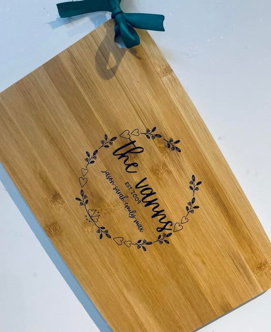 Personalised family name chopping board, home accessories