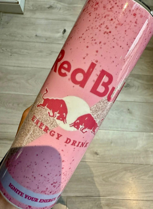Pink energy Red Bull style personalised 20oz tumbler straight