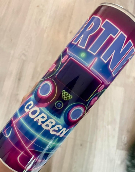 Fortnite theme gamer 20oz tumbler with lid and straw personalised straight