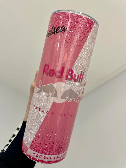 Pink energy Red Bull style personalised 20oz tumbler straight